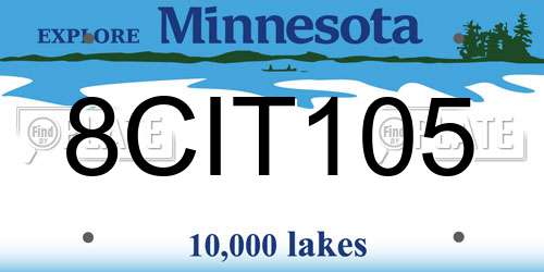 8CIT105 Minnesota License Plate