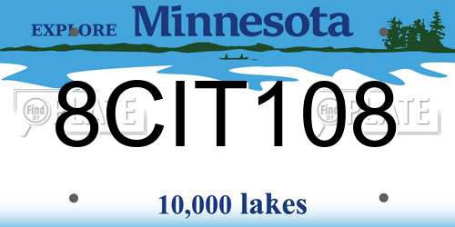 8CIT108 Minnesota License Plate