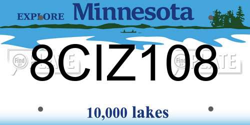 8CIZ108 Minnesota License Plate