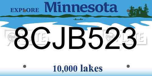 8CJB523 Minnesota License Plate