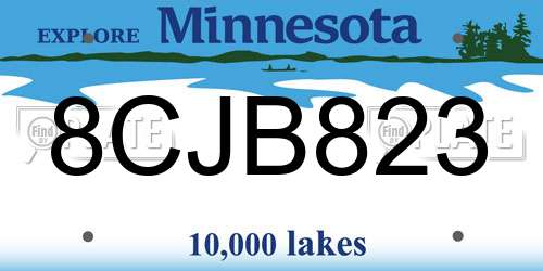 8CJB823 Minnesota License Plate
