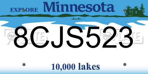 8CJS523 Minnesota License Plate