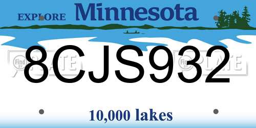 8CJS932 Minnesota License Plate