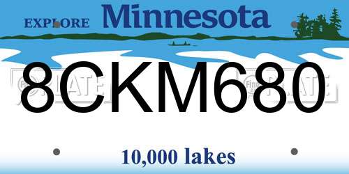 8CKM680 Minnesota License Plate