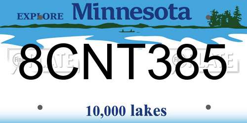 8CNT385 Minnesota License Plate
