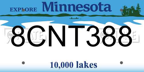 8CNT388 Minnesota License Plate