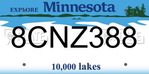 8CNZ388 Minnesota License Plate