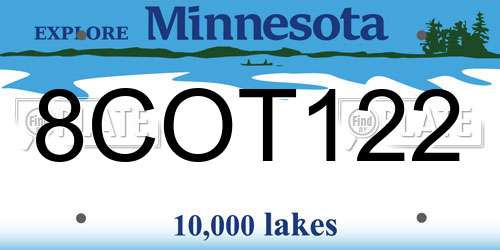 8COT122 Minnesota License Plate