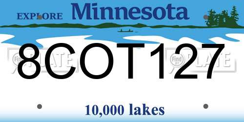8COT127 Minnesota License Plate