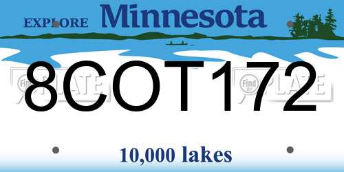 8COT172 Minnesota License Plate