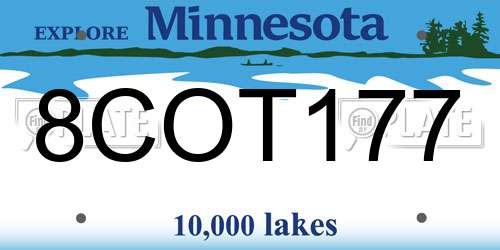 8COT177 Minnesota License Plate