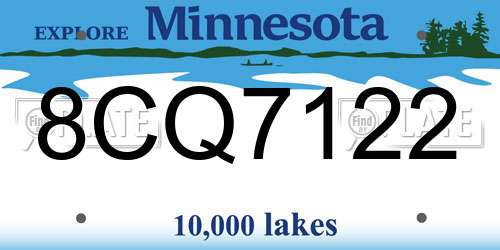 8CQ7122 Minnesota License Plate