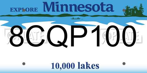 8CQP100 Minnesota License Plate