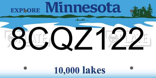 8CQZ122 Minnesota License Plate