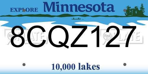8CQZ127 Minnesota License Plate