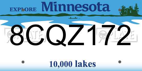 8CQZ172 Minnesota License Plate