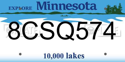 8CSQ574 Minnesota License Plate