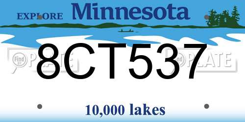 8CT537 Minnesota License Plate