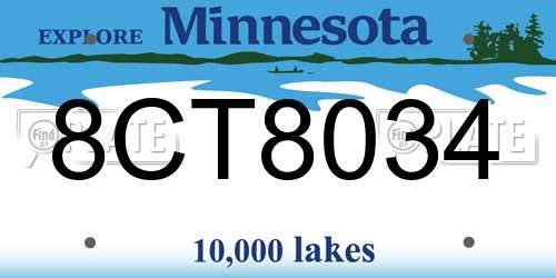 8CT8034 Minnesota License Plate