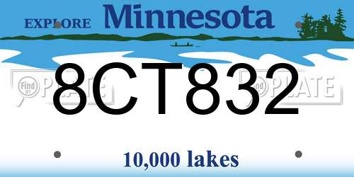 8CT832 Minnesota License Plate
