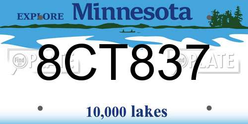 8CT837 Minnesota License Plate