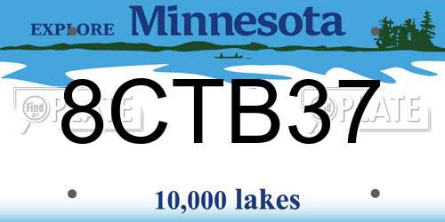 8CTB37 Minnesota License Plate