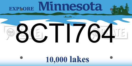 8CTI764 Minnesota License Plate