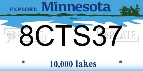 8CTS37 Minnesota License Plate