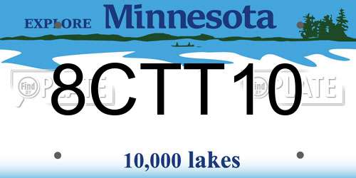 8CTT10 Minnesota License Plate