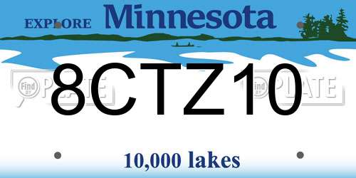 8CTZ10 Minnesota License Plate