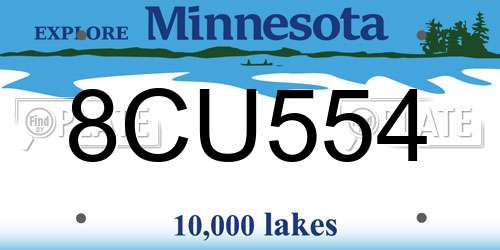8CU554 Minnesota License Plate