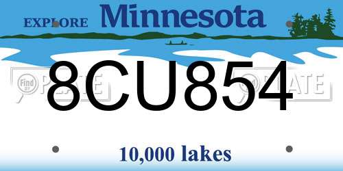 8CU854 Minnesota License Plate