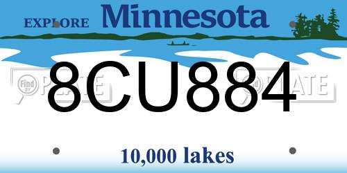 8CU884 Minnesota License Plate