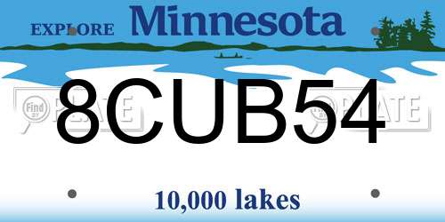 8CUB54 Minnesota License Plate