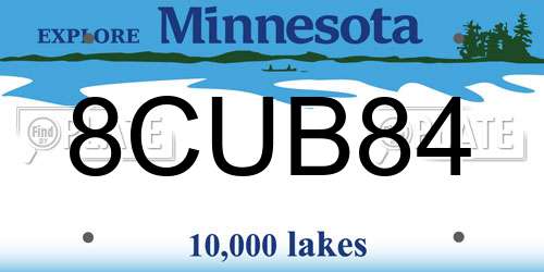 8CUB84 Minnesota License Plate