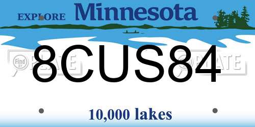 8CUS84 Minnesota License Plate