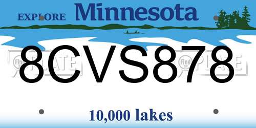8CVS878 Minnesota License Plate