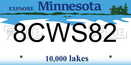 8CWS82 Minnesota License Plate