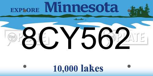 8CY562 Minnesota License Plate