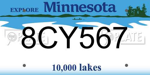 8CY567 Minnesota License Plate