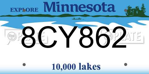 8CY862 Minnesota License Plate