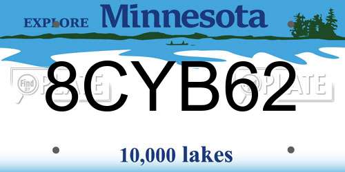 8CYB62 Minnesota License Plate