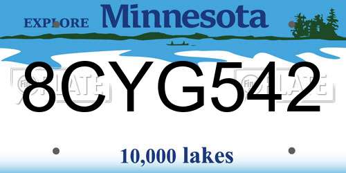 8CYG542 Minnesota License Plate