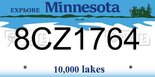 8CZ1764 Minnesota License Plate