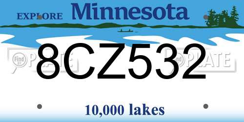 8CZ532 Minnesota License Plate