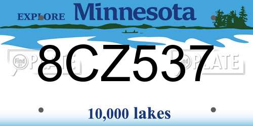 8CZ537 Minnesota License Plate