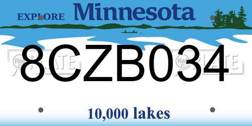 8CZB034 Minnesota License Plate
