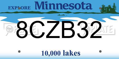 8CZB32 Minnesota License Plate