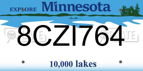 8CZI764 Minnesota License Plate