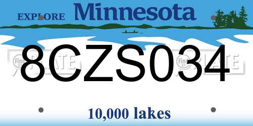 8CZS034 Minnesota License Plate